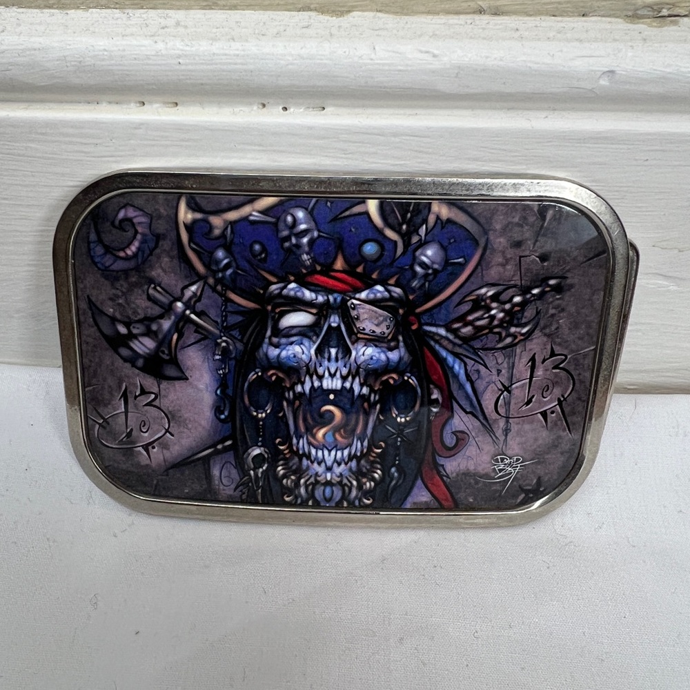 Tattoo Johnny haunted pirate Belt Buckle|4inX2.5in|Y2K|rockabilly|LICENSED Item